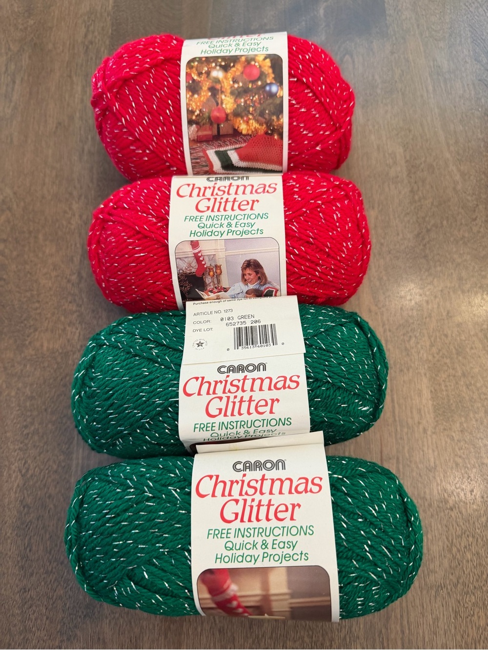 Christmas Glitter Yarn Bundle Red and Green New